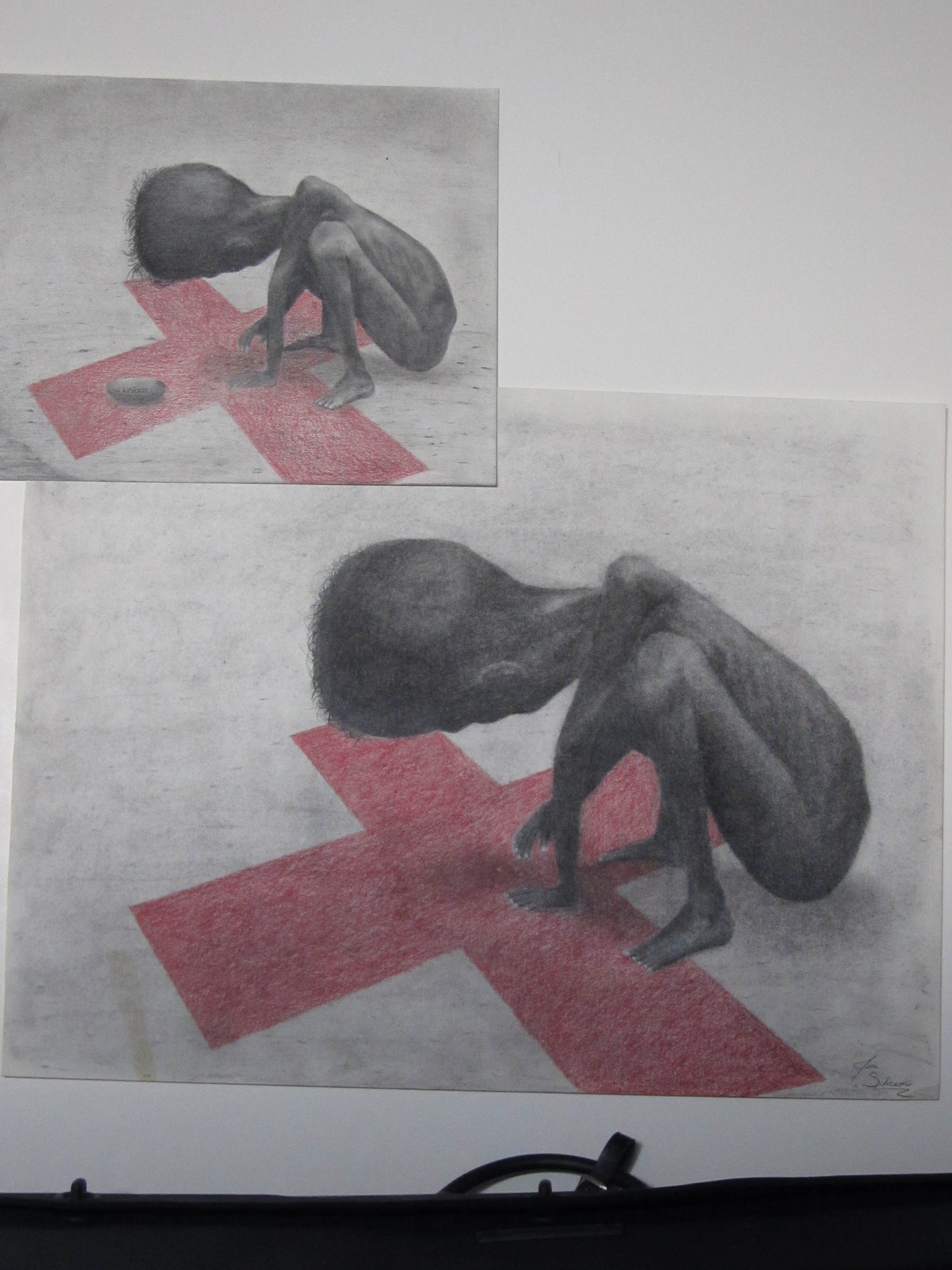 Poverty Image, Charcoal & Colored Pencil